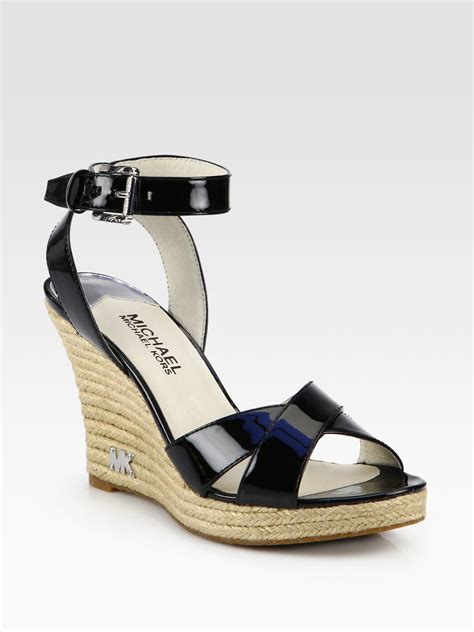 michael kors black wedge flipflops|Michael Kors leather sandals.